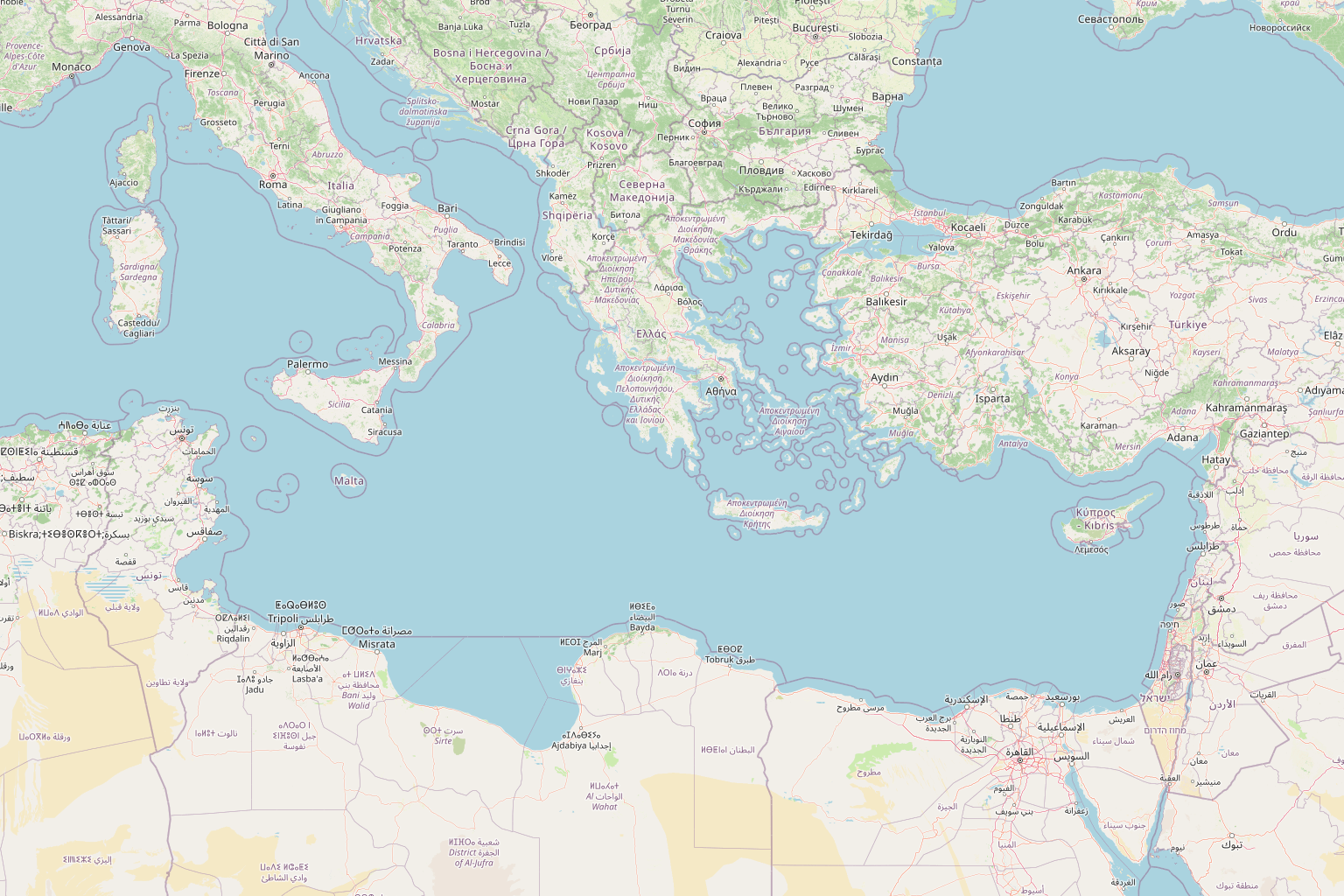 Map of the eastern Mediterranean